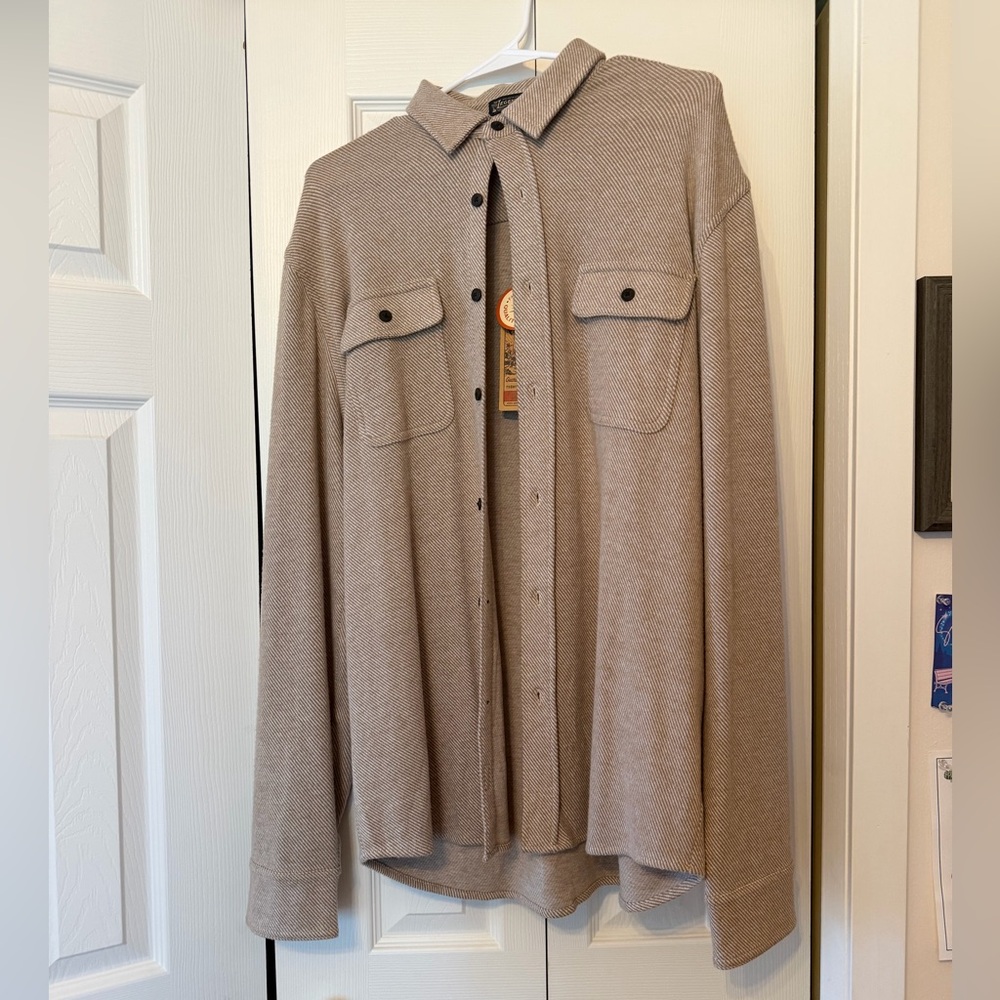 Faherty Legend Sweater Shirt Men Large Timber Twill NWT Button Front